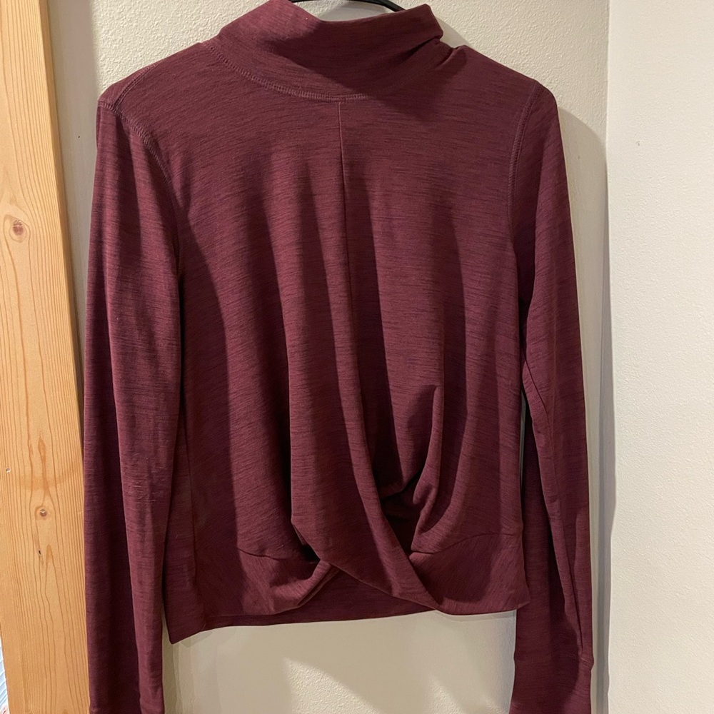 Burgundy Long Sleeve Twist Back Top